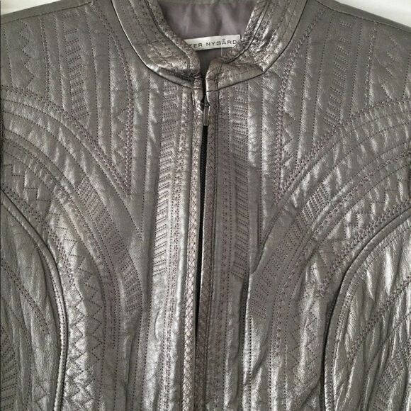Peter Nygard M metallic leather jacket w knit - Picture 10 of 12